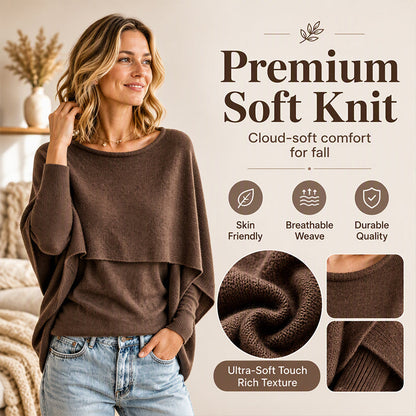 Women's Chic Mock 2-Piece Draped Shawl Top