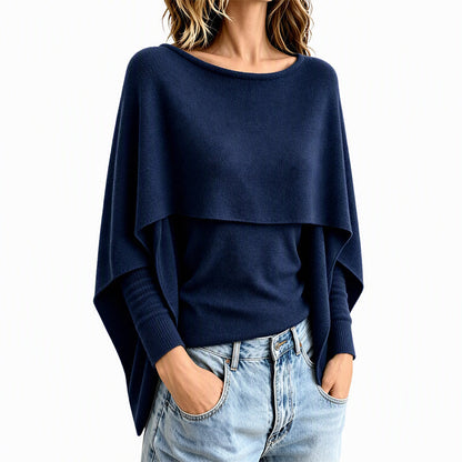 Women's Chic Mock 2-Piece Draped Shawl Top