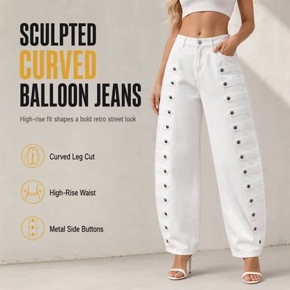 Women's Retro High Waisted Curved Leg Jeans
