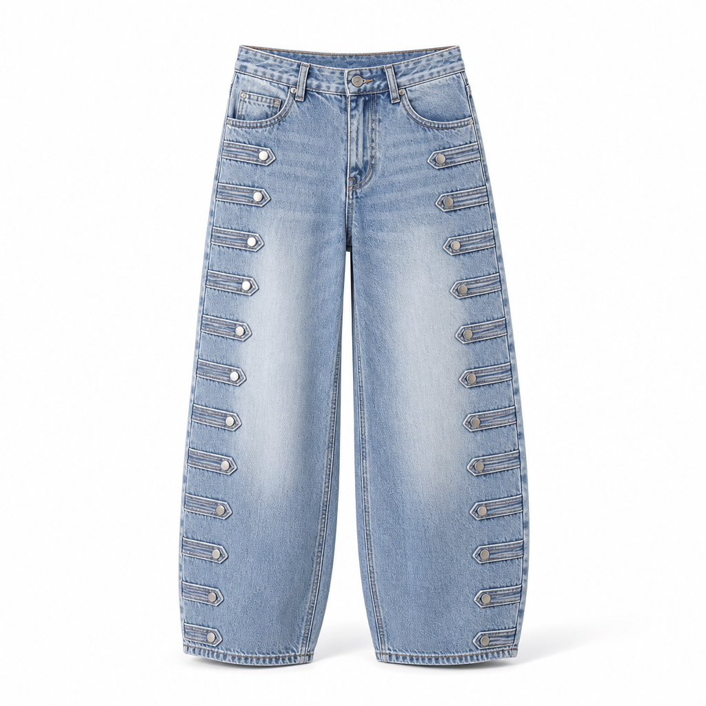 Women's Retro High Waisted Curved Leg Jeans