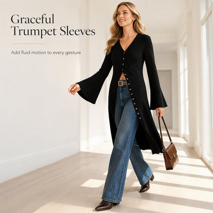 Women's Knit Long Open Front Cardigan