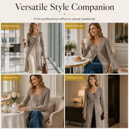 Women's Knit Long Open Front Cardigan