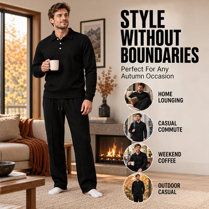 Men's Casual Waffle Knit Top and Pants Set