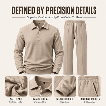 Men's Casual Waffle Knit Top and Pants Set