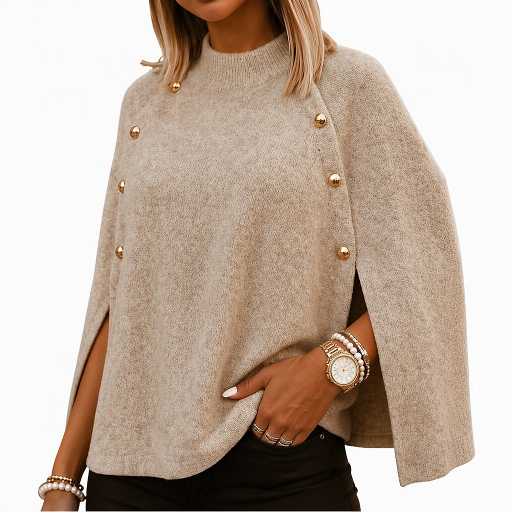 💖Black Friday Mega Deal – 50% off!💖 ☕️ Women's Buttoned Knit Cape Poncho Sweater