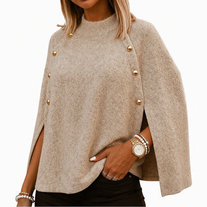 💖Black Friday Mega Deal – 50% off!💖 ☕️ Women's Buttoned Knit Cape Poncho Sweater