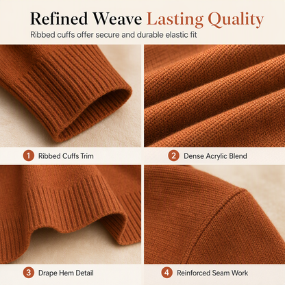 Women's Mid-Length Open Front Knit Cardigan Sweater with Ribbed Cuffs