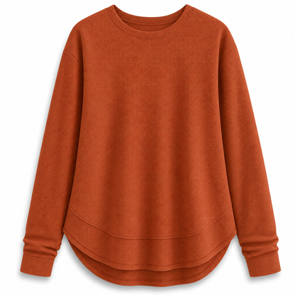 Women's Casual Loose Waffle Knit Top