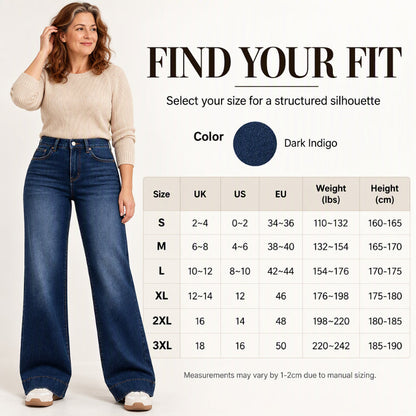 Women's High Waist Thermal Wide-Leg Jeans