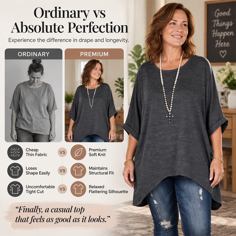 Women's Loose Batwing Sleeve Asymmetrical Top