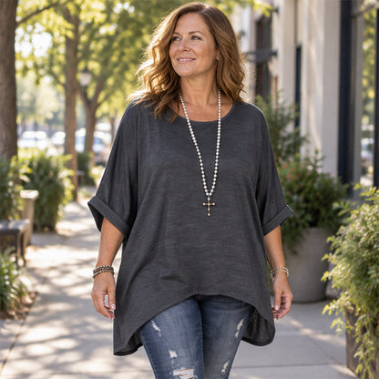 Women's Loose Batwing Sleeve Asymmetrical Top