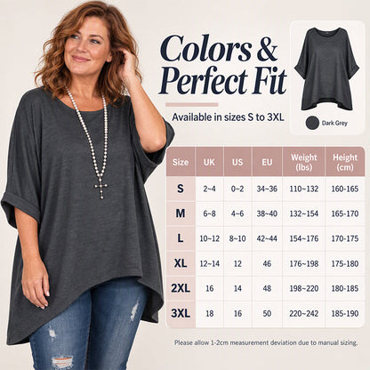 Women's Loose Batwing Sleeve Asymmetrical Top