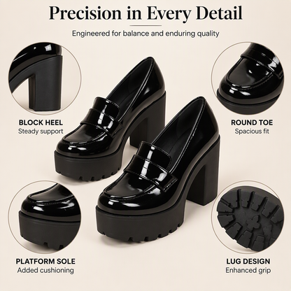 Women's Chunky Heel Platform Loafers