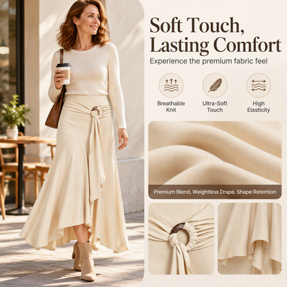 Women's O-Ring Tie Irregular Fishtail Midi Skirt