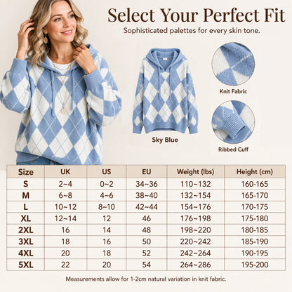 Women's Casual Argyle Hooded Sweater