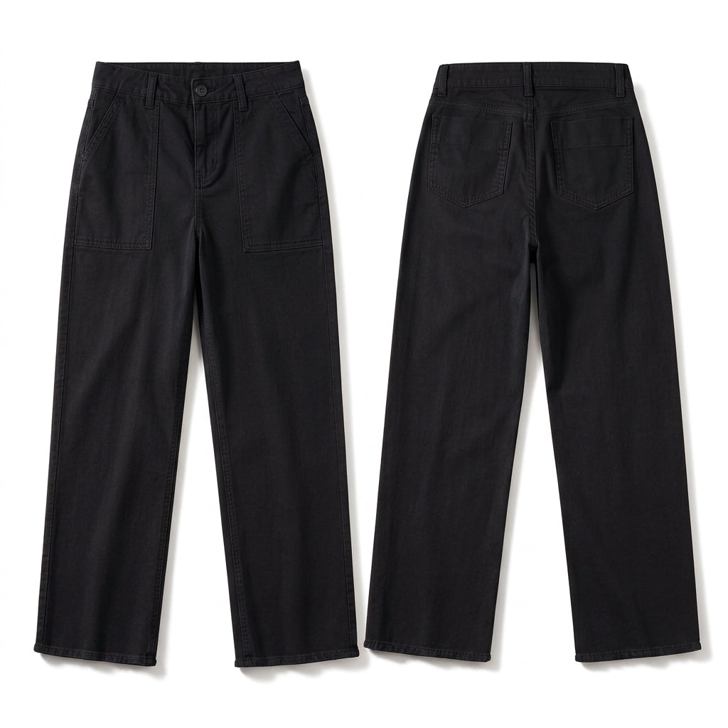 Women's Casual Utility Cropped Pants with Raw Frayed Hem and Deep Patch Pockets