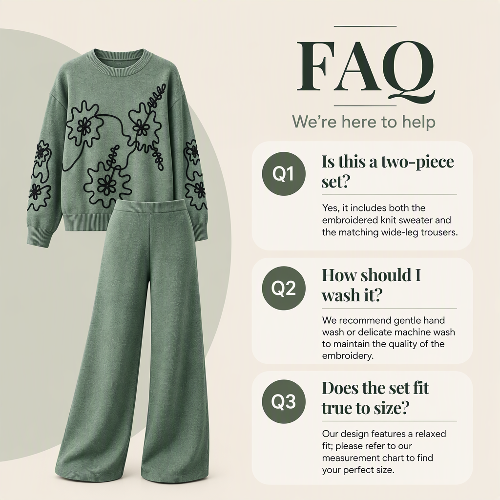 Women's Crewneck Knit Sweater & Wide-Leg Pants Set