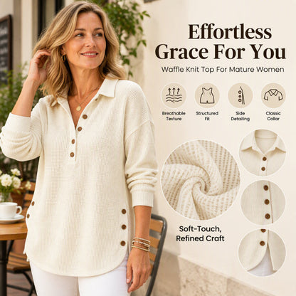 Women's Waffle Knit Long Sleeve Top
