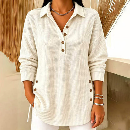 Women's Waffle Knit Long Sleeve Top