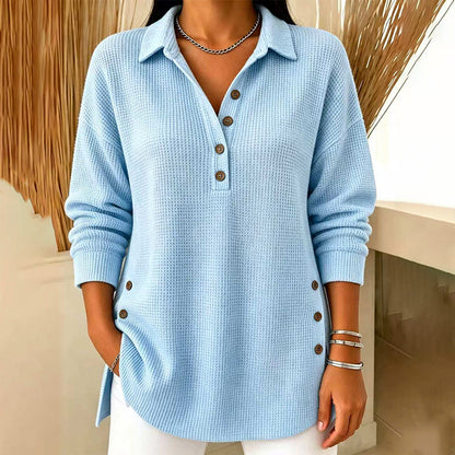 Women's Waffle Knit Long Sleeve Top