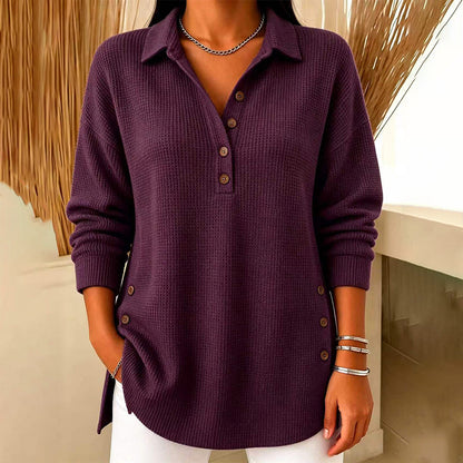 Women's Waffle Knit Long Sleeve Top