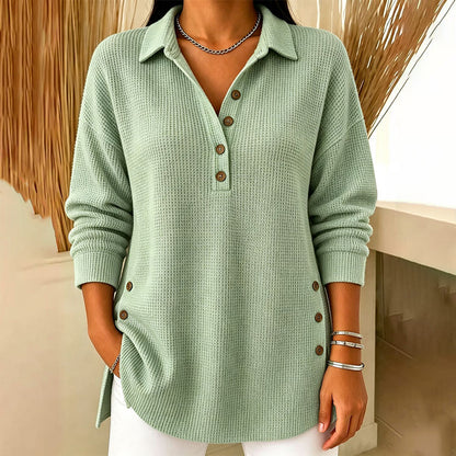 Women's Waffle Knit Long Sleeve Top