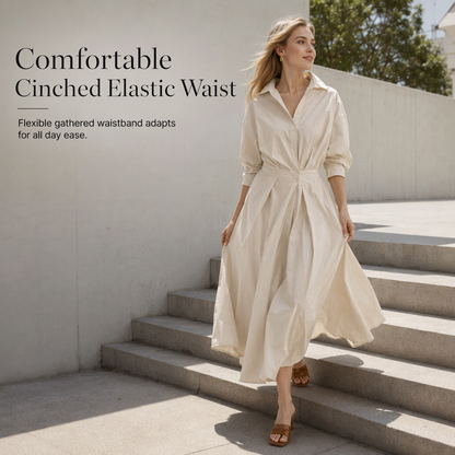 🌸 Turn-Down Collar Shirt Dress – Feminine Fit & Versatile Styling – Perfect for Every Look
