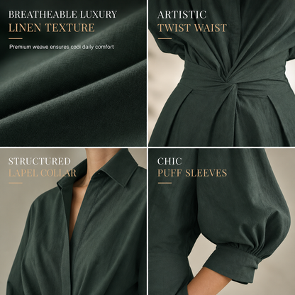 🌸 Turn-Down Collar Shirt Dress – Feminine Fit & Versatile Styling – Perfect for Every Look