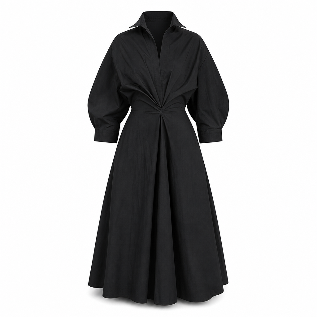 🌸 Turn-Down Collar Shirt Dress – Feminine Fit & Versatile Styling – Perfect for Every Look