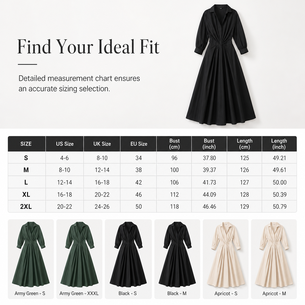 🌸 Turn-Down Collar Shirt Dress – Feminine Fit & Versatile Styling – Perfect for Every Look