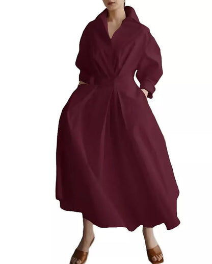 🌸 Turn-Down Collar Shirt Dress – Feminine Fit & Versatile Styling – Perfect for Every Look
