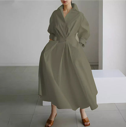 🌸 Turn-Down Collar Shirt Dress – Feminine Fit & Versatile Styling – Perfect for Every Look