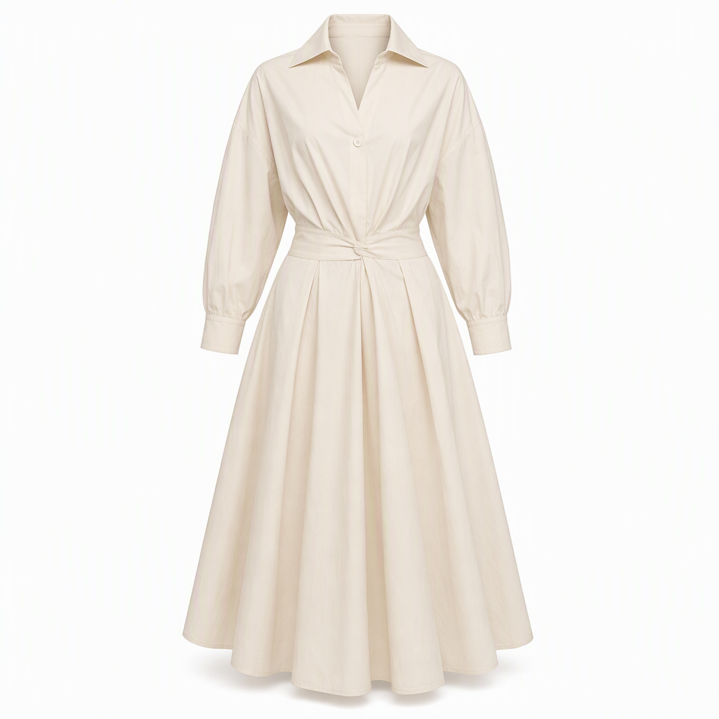 🌸 Turn-Down Collar Shirt Dress – Feminine Fit & Versatile Styling – Perfect for Every Look