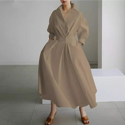 🌸 Turn-Down Collar Shirt Dress – Feminine Fit & Versatile Styling – Perfect for Every Look
