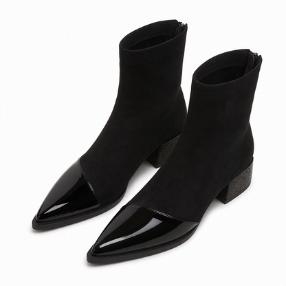 Women's French Style Pointed Toe Ankle Boots Slim Fit Elegant Short Boots for Spring and Autumn