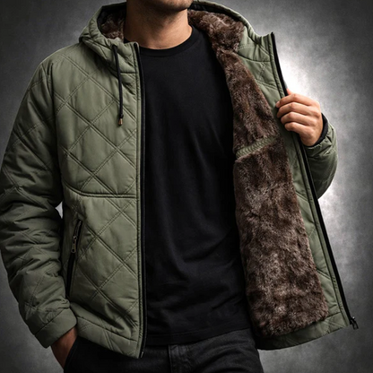 Men's Plush-Lined Hooded Winter Jacket