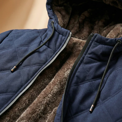 Men's Plush-Lined Hooded Winter Jacket