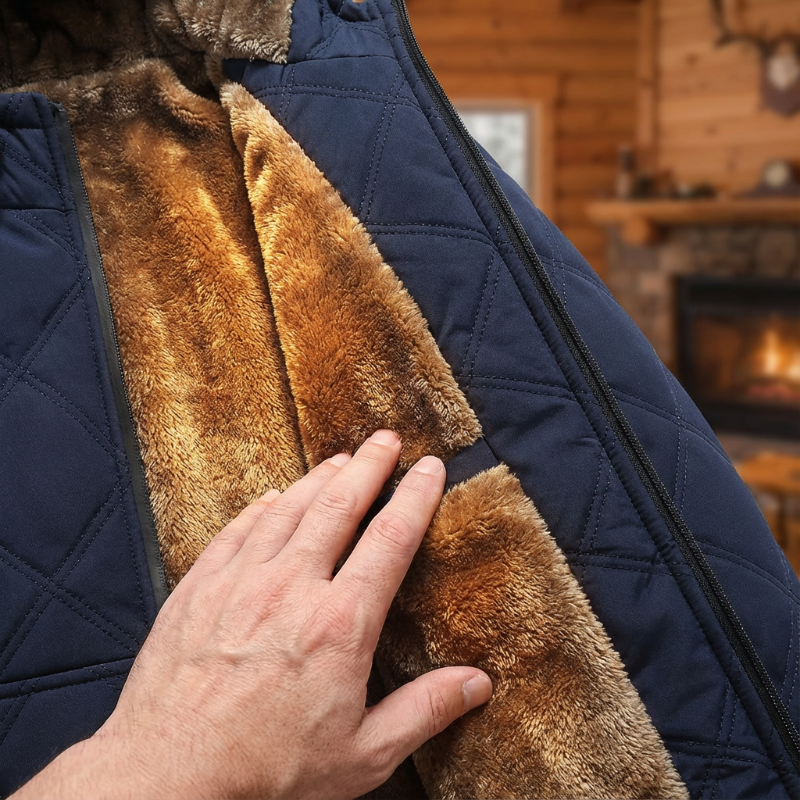 Men's Plush-Lined Hooded Winter Jacket