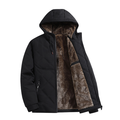 Men's Plush-Lined Hooded Winter Jacket
