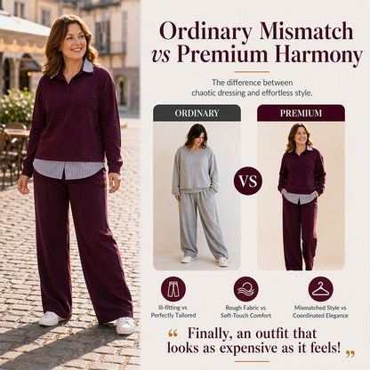 💖Black Friday Mega Deal – 50% off!💖Women's Fake Two Piece Sweatshirt & Pants Set