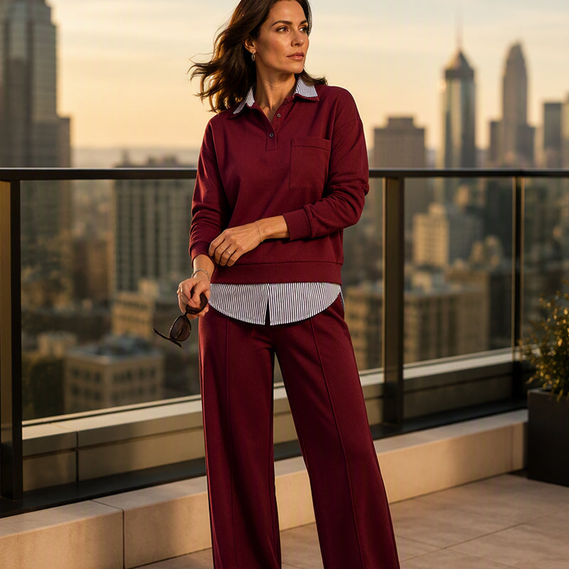 💖Black Friday Mega Deal – 50% off!💖Women's Fake Two Piece Sweatshirt & Pants Set