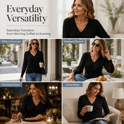 Women's Crossover V-Neck Knit Sweater