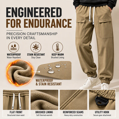 Men's Waterproof Plush-Lined Cargo Pants