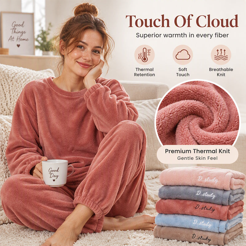 Women's Cozy Warm Coral Velvet Pajama Set
