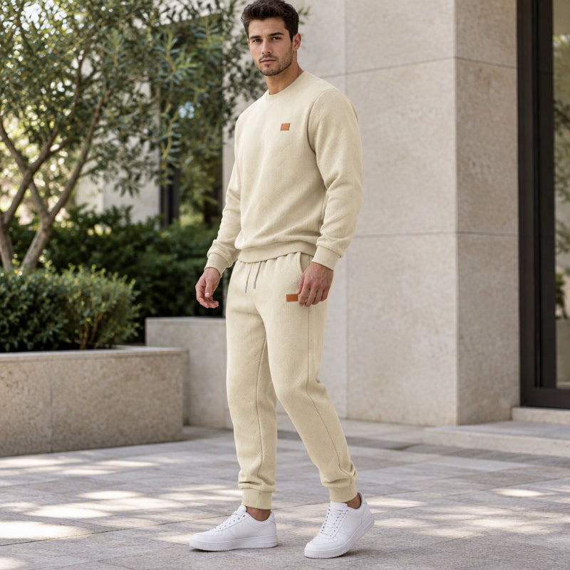 Men's Casual Textured Jacquard Sports Set