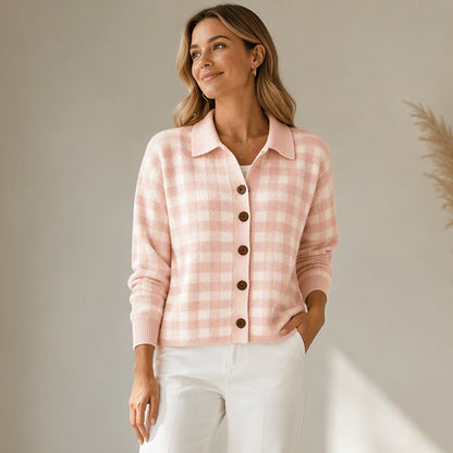 Women's Plaid Button-Down Knit Sweater