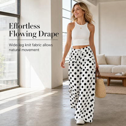 Women's Casual Polka Dot Print Wide Leg Pants