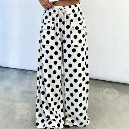 Women's Casual Polka Dot Print Wide Leg Pants