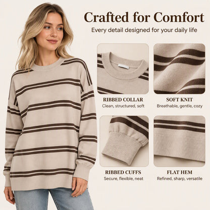 Women's Casual Crewneck Striped Top