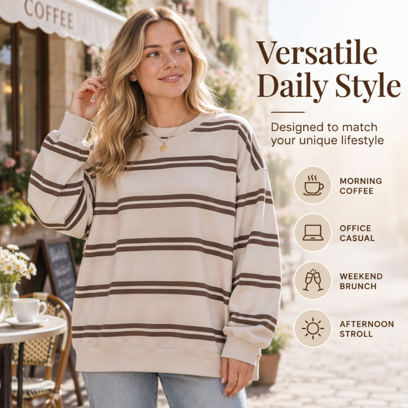 Women's Casual Crewneck Striped Top